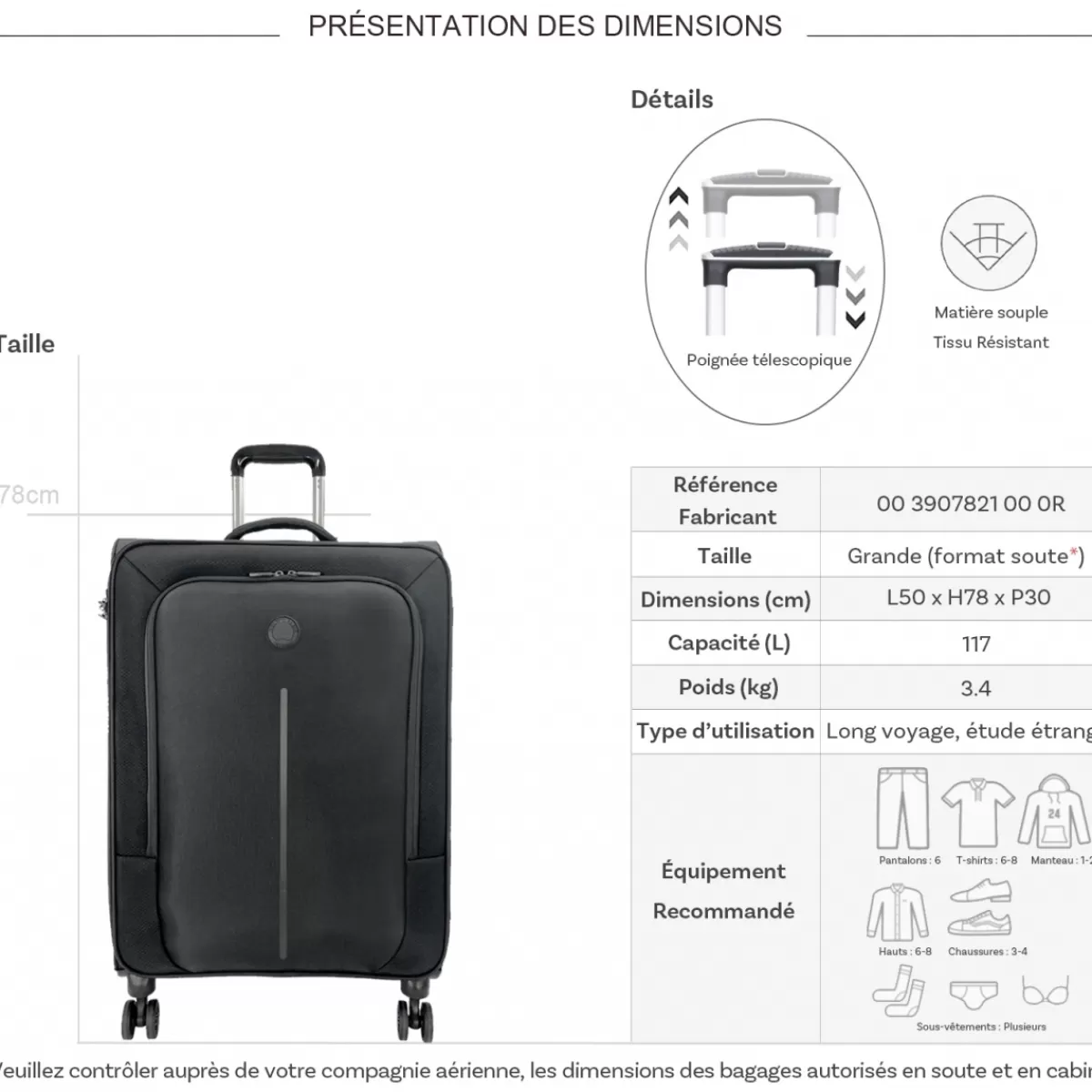 Grande valise souple Caracas TSA 78cm^Delsey Store