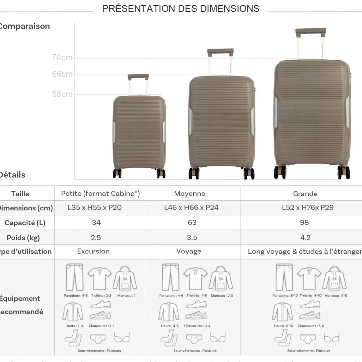 Lot 3 valises rigides dont 1 cabine PETE TSA^David Jones Outlet