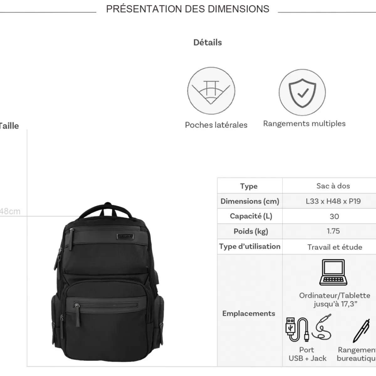 Sac à dos porte-ordinateur 17.3"^David Jones Best