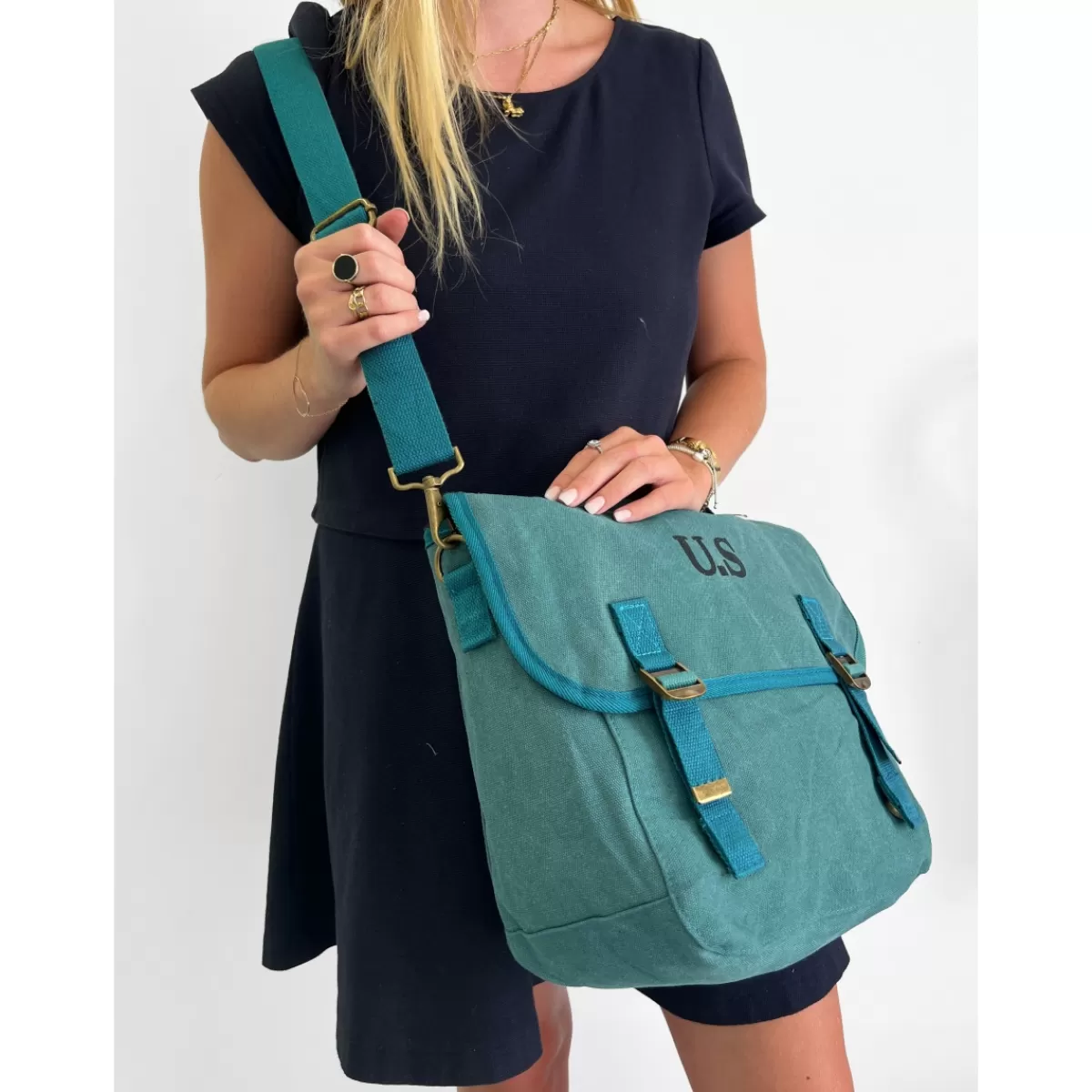 Sac à main gibecière A4 en toile grande taille^Cactus New