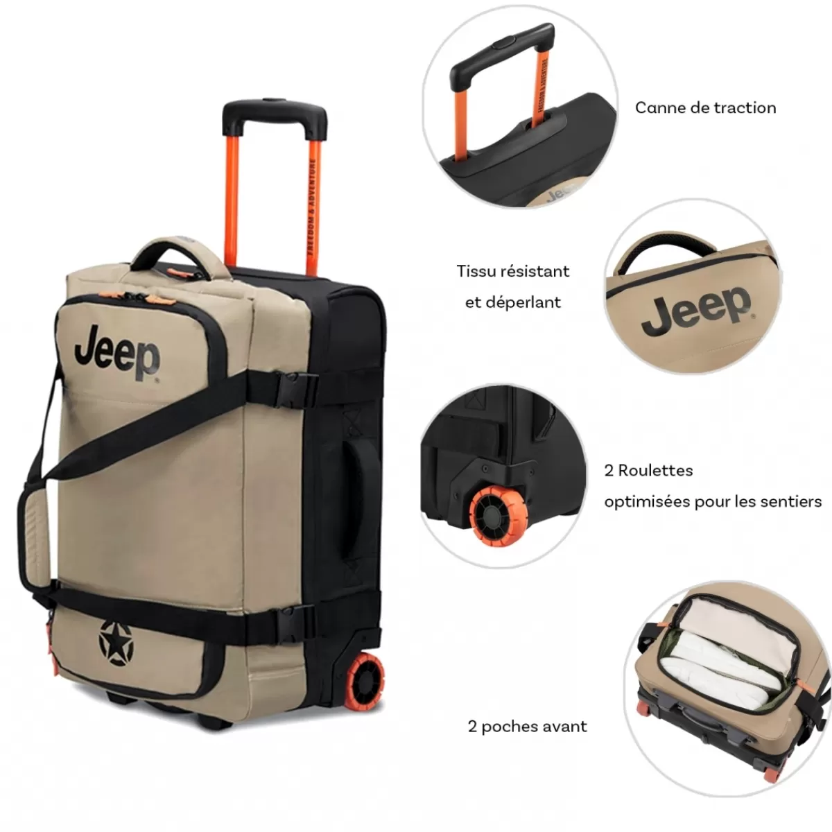 Sac de voyage cabine avec roulettes 41L JS005A polyester taille S 55cm^Jeep Fashion